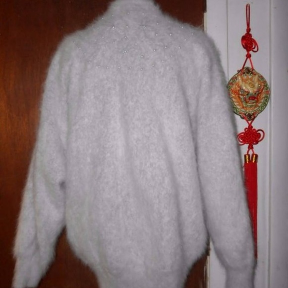 Light Grey Angora Blend Cardigan Sweater 1X 2X - Picture 4 of 8